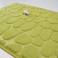 Soft light green coral fleece bath mat with 3D embossed pebble texture for bathrooms - Green