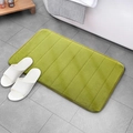 Lime green striped coral fleece bathroom mat with anti-slip texture and soft surface - Grass Green / 40*60cm (Standard Dot Bottom)