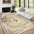 Tappeto persiano bohémien beige chiaro con motivi floreali rossi per l'arredo soggiorno - Serie Rzxx-narfier-5 / 60x90cm Lavabile Alta Densità