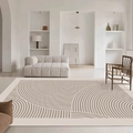 Modern cream-colored geometric rug with concentric waves in a minimalist living room - Concentric Circles (RZ-Yi He) / 50*80cm