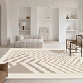 Minimalist beige geometric striped rug for living room with modern Nordic aesthetic - Yunnan (RZ-Yunnan)