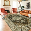 Tappeto etnico bohémien in marrone terra e verde vintage con motivi totem tradizionali - 50x80cm / Stile Nanjas 1