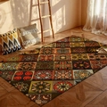 Boheems vintage tapijt met geometrische bloemmotieven in warme oranje en bruine aardetinten - 100x150 / Mandala Stijl 4