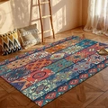 Boheems patchwork vloerkleed met vintage patronen in terracotta en blauw voor woonkamer - 50x80 / Mandala Stijl 3