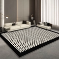 Tapis japonais minimaliste avec grille géométrique noire et blanche et bord noir - Rzy - Style Crémeux Minimaliste (4) / 50x80cm Lavable Haute Densité