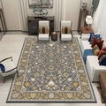 Tappeto vintage bohémien grigio scuro con motivi floreali gialli per soggiorno moderno - Motivo Persiano 6 / 50x80cm Lavabile Alta Densità
