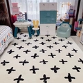 Tappeto moderno in finto cashmere crema con motivo a croce nera per soggiorno minimalista - 50*80cm / Stile con Motivo a Croce Nera