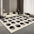 Minimalist cream rug with geometric black circle patterns for modern living room floors - Rzy - Minimalist Creamy Style (6)