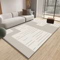 Tapis de salon minimaliste crème avec des motifs géométriques marron clair élégants - Japonais Simple 3