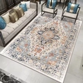 Bohemian vintage rectangular rug with beige and blue medallion pattern for living room - 80x160cm Washable High Density / Persian Pattern 1