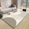 Tapis géométrique moderne avec blocs de couleurs beige et marron pour salon et chambre - Japonais Simple 4