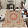Bohemian Persian style area rug featuring a red and green vintage medallion pattern - 50x80cm Washable High Density / 红绿配色 (波斯地毯-8)