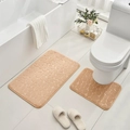 Pebble embossed coral fleece bathroom rug set with non-slip backing in apricot color - Champagne / Toilet Mat Single 40*50cm