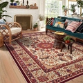 Vintage Perserteppich in Ziegelrot und Creme mit Blumenmuster und Fransenrand - Rzjh-persian-uzemans-5 / 60*90cm