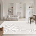 Minimalist cream area rug with geometric semi-circle pattern for modern living rooms - Abstract Wave (RZ-Li Si) / 50*80cm