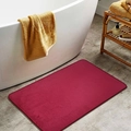 Plush burgundy memory foam bath mat with rounded edges shown in a modern bathroom setup - Burgundy / 40*60cm