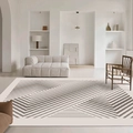 Minimalist cream and grey geometric line area rug for modern living room decor - Geometric Lines (RZ-Luo Sheng) / 50*80cm