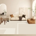 Minimalistischer cremefarbener Teppich mit dunklen geometrischen Linien für Wohnzimmer - RZ-Fangli (Geometrische Geteilte Blöcke) / 50*80cm