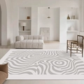 Minimalist grey and white living room carpet with modern 3D wavy contour lines pattern - Wave Texture (RZ-Xi Yan) / 50*80cm