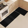 Juego de 2 alfombras de cocina negras minimalistas de tierra de diatomeas en mármol - Negro