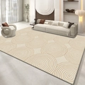 Minimalistisch beige vloerkleed met bruine concentrische cirkels en zachte korte pluche - 50cmx80cm / Jaarringen Stijl