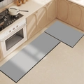 Juego de 2 alfombras de cocina gris oscuro absorbentes y antideslizantes de goma - Gris