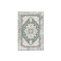 Sage green bohemian Persian rug with a vintage distressed look and geometric patterns - 50x80cm Washable High Density / Persian Rug Style 17