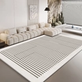 Modern minimalist rectangle area rug with gray and cream geometric stripes in a living room - SJ-1
