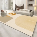 Modern geometric cream and ginger yellow carpet with abstract minimalist lines - 50cmx80cm / Town Style