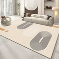 Minimalist Japanese style rug with black oval geometric patterns in cream color - 50cmx80cm / Natural Bamboo Style