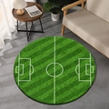 Tapis rond motif terrain de football pour chambre de jeu et décoration intérieure - 60x60 / Style Simulation Terrain de Football (RZ-跨境球系列 (4))