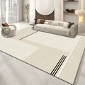 Minimalist Japanese style rug in cream with black geometric stripes for modern living rooms - 50cmx80cm / Scattered Lines Style