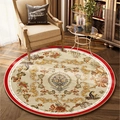 Vintage round rug with floral Persian patterns in beige and red for living rooms - 60*60cm / Vintage Pastoral Style 6