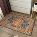 Bohemian vintage rug in orange and navy blue with Persian geometric floral patterns - 50x80cm Washable High Density / Persian Style Pattern (MJX1230-1)