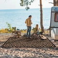 Geometrische picknickmat met ruitpatroon voor camping en strand bij de camper - 50x80cm / Zwart Beige Geometrisch