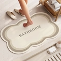 Tappetino da bagno assorbente in diatomite con bordi ondulati e sfumature beige - Piccolo Tappetino di Drenaggio / Palo-2 / 30*40cm