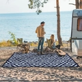 Outdoor picknickkleed met geometrisch patroon voor camping en recreatie - 50*80cm (Huidvriendelijk Suéde) / Marineblauw en Wit Geometrisch
