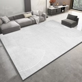 Tapis de salon moderne gris clair et blanc avec motif de lignes géométriques abstraites - Série 4 / 50*80cm