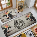 Kitchen mat set with farmhouse cow illustrations and Home Sweet Home wooden pattern design - 40*60cm / Two-Piece Set / Cow Print 1 (RZ-Cow-1)