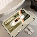 Retro cassette diatom mud bath mat with non-slip absorbent surface for bathroom and entry - 40x60 / Cassette Style 1 (Retro Brown Green)