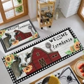Farmhouse cow sunflower kitchen floor mat set with red barn and windmill design - 40*60cm / Two-Piece Set / Cow Print Pattern 3
