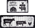 Détails des tapis de cuisine antidérapants ferme avec texture bois et motifs d'animaux - Motif de vache 8 (RZ-Vache-8)