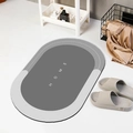 Tappeto da bagno ovale nordico assorbente con design patchwork grigio e scritta HOME - Grigio Chiaro - HOME (Ovale)