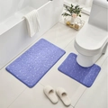 Purple pebble embossed coral fleece non-slip bathroom rug set with U-shaped mat - Sapphire Blue / Set (U 40*50+50*80cm)