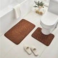 Deep brown pebble-textured coral fleece bathroom rug set with non-slip backing - Coffee / Toilet Mat Single 40*50cm