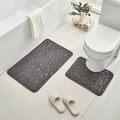 Deep grey pebble-textured anti-slip bathroom rug set with U-shaped toilet mat - Dark Gray / Toilet Mat Single 40*50cm