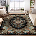 Exotic Persian style area rug with vintage floral medallion for living room decor - 50x80cm / Musger WS-4