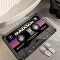 Tappeto antiscivolo retrò a forma di cassetta con design vintage sundown nero e viola - Stile Cassetta 6 (Viola Rosa Pop)