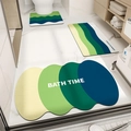 Set di tre tappetini da bagno in terra di diatomee assorbente e antiscivolo - Combinazione Tappetino a U e Rettangolare (Piccola) / Limone Irregolare