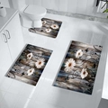 Set di 3 tappetini da bagno in terra di diatomee con fiori di margherita retrò - Combinazione Tappetino a U e Rettangolare (Piccola) / Margherita Rustica
